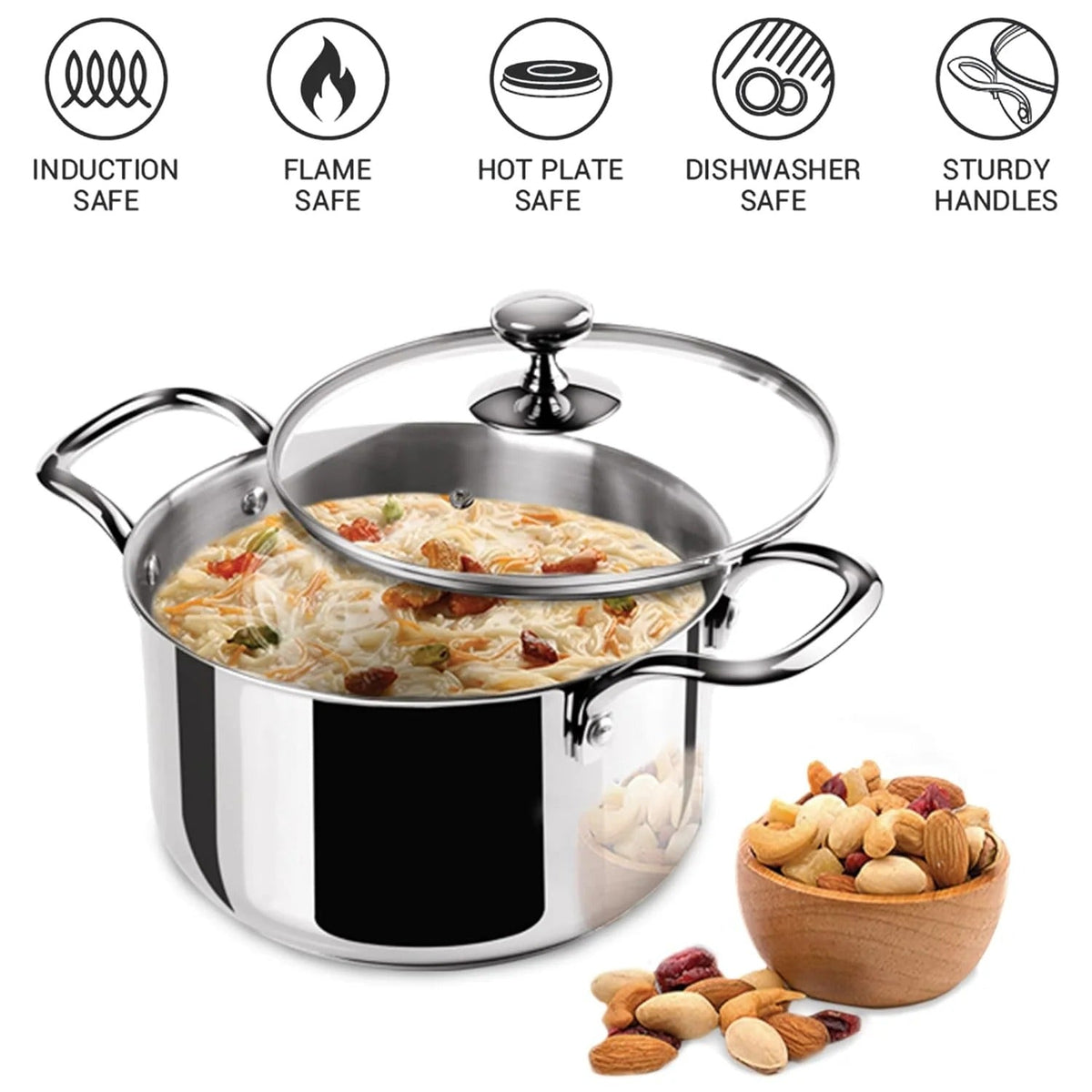 Tri-Ply Stainless Steel Casserole with Lid - Design 2