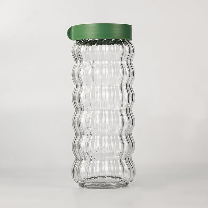 Kitchen Storage Jars Clear Glass With Plastic Stackable Lid Jar, 1000 ml, Pack of 2