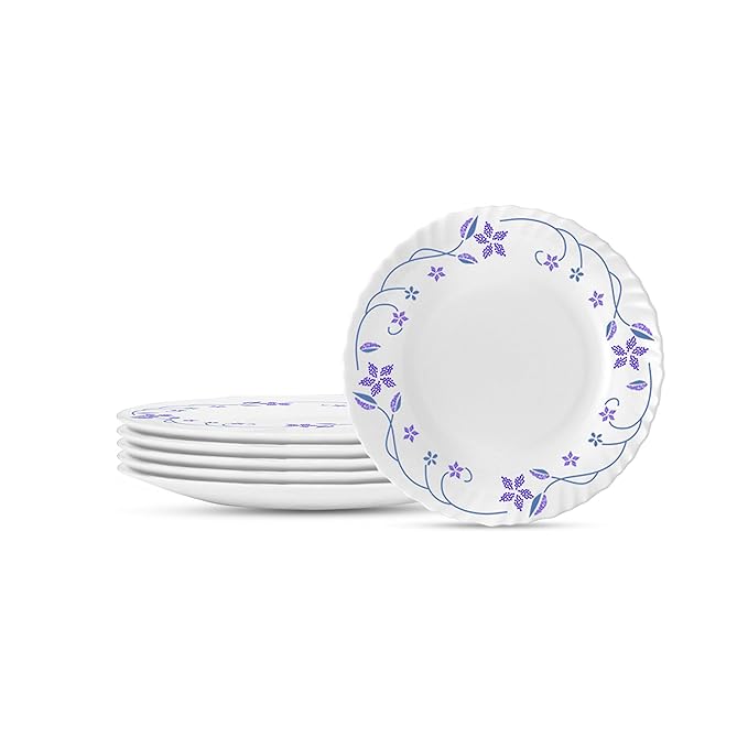 Opalware Full Plate, 11 inch, White, Set of 6 - Flora, Opalware Full Plate