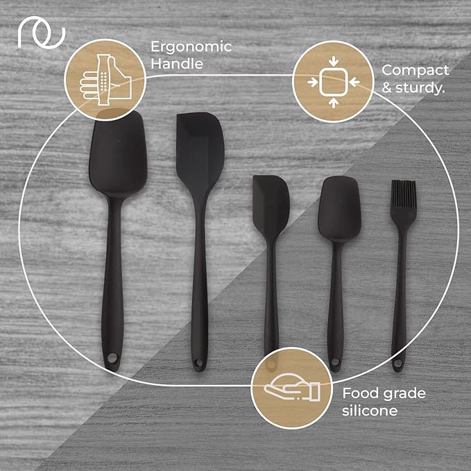 Set of 5 Spatulas, Black
