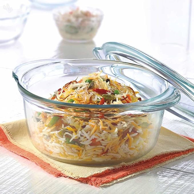 Glass Casserole, Oven and Microwave Safe Serving Bowl With Glass Lid, 1.2 L, Set of 1