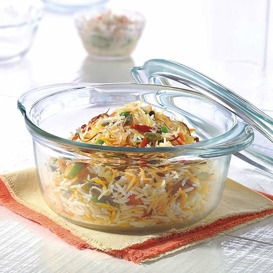 Glass Casserole, Oven and Microwave Safe Serving Bowl With Glass Lid, 1.2 L, Set of 1