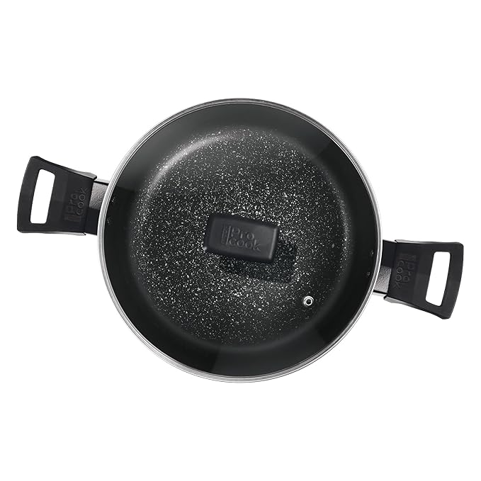 Induction Biryani Pot with Glass Lid 22 cm, 3.5 L, Burgundy