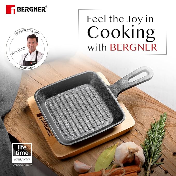 13 cm Griddle Pan, Mini Grill Pan, Pre-seasoned Cast Iron