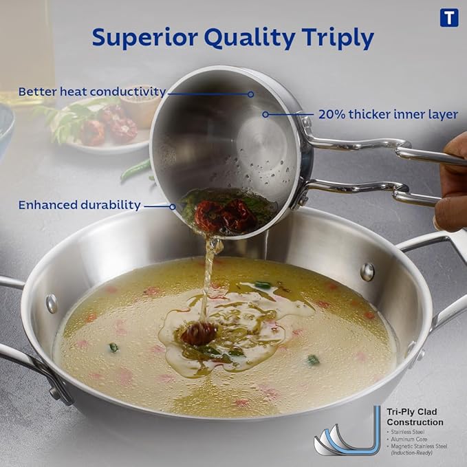 Triply 10 cm Tadka Pan, Healthy Non Toxic