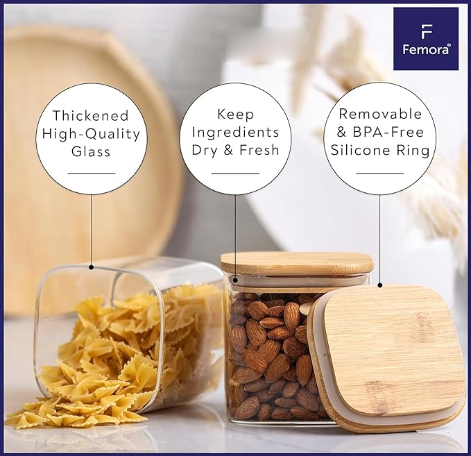 Kitchen Storage Jars Borosilicate Glass Jar With Wooden Lid Air Tight Jar, 1000 ml, Pack of 1