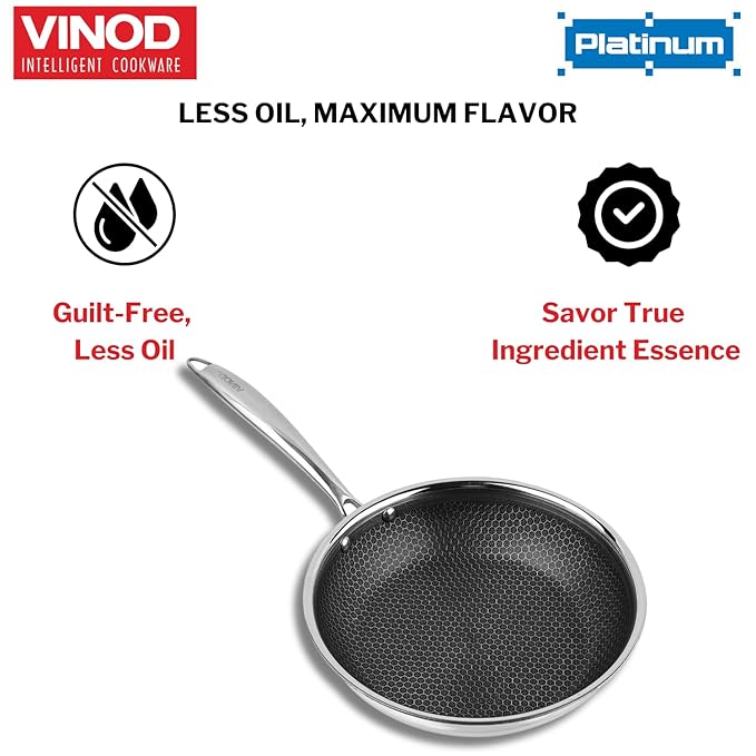 Triply Stainless Steel X Fry Pan 20 cm, Honeycomb Pattern Design Inside