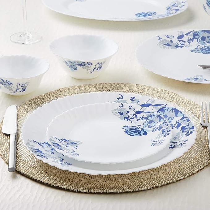 Blue Cascade Opalware Dinner Set, 13 -piece, White