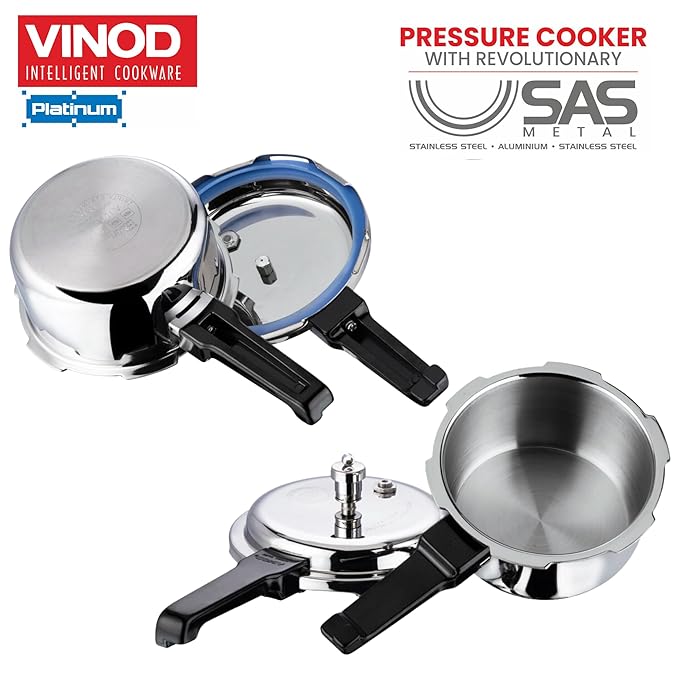 Triply Stainless Steel Outer Lid Pressure Cooker - 1. 5 L, Induction and Gas Stove Friendly, Silver