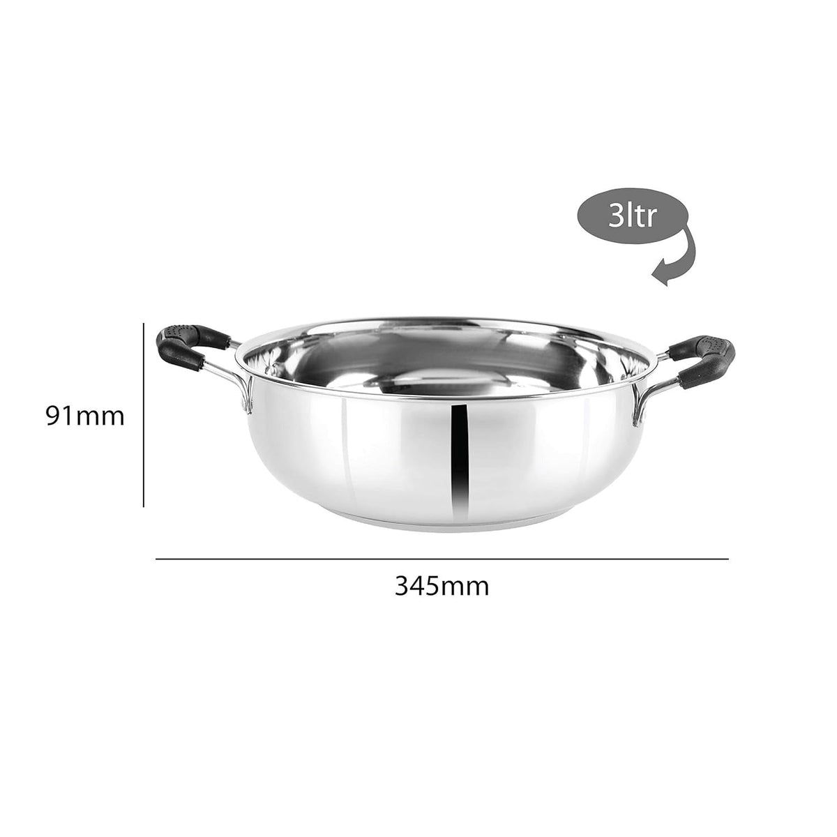 Induction Compatible Stainless Steel Kadhai - 3 L