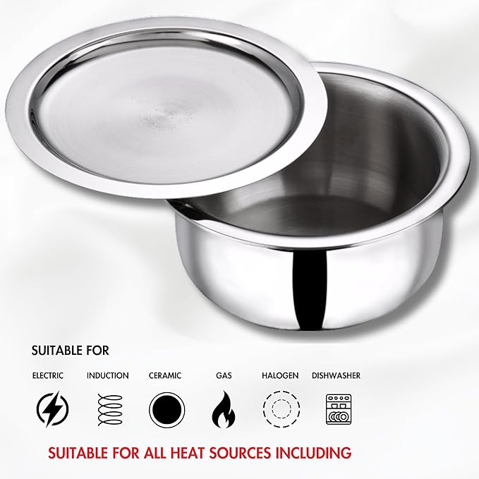 Triply Stainless Steel Tope with Stainless Steel Lid 2.5 L Capacity (18 cm Diameter) - Silver