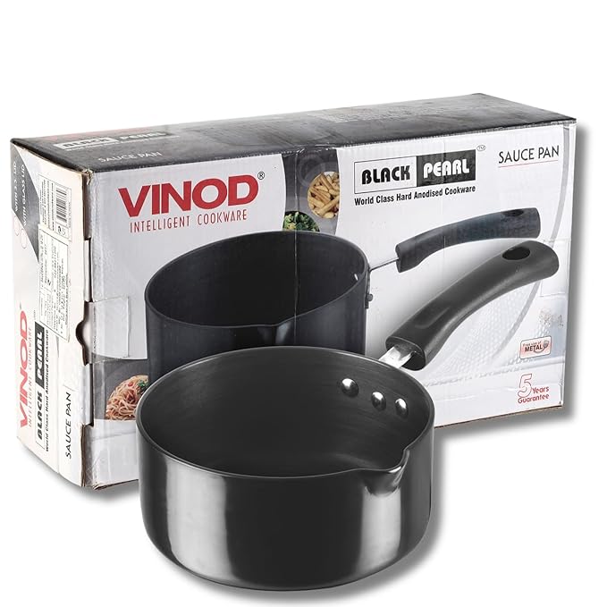 Hard Anodised Saucepan 1.1 L, 14 cm, 3.25 mm Thick, Metal Spoon Friendly, Ezee Pour Spout