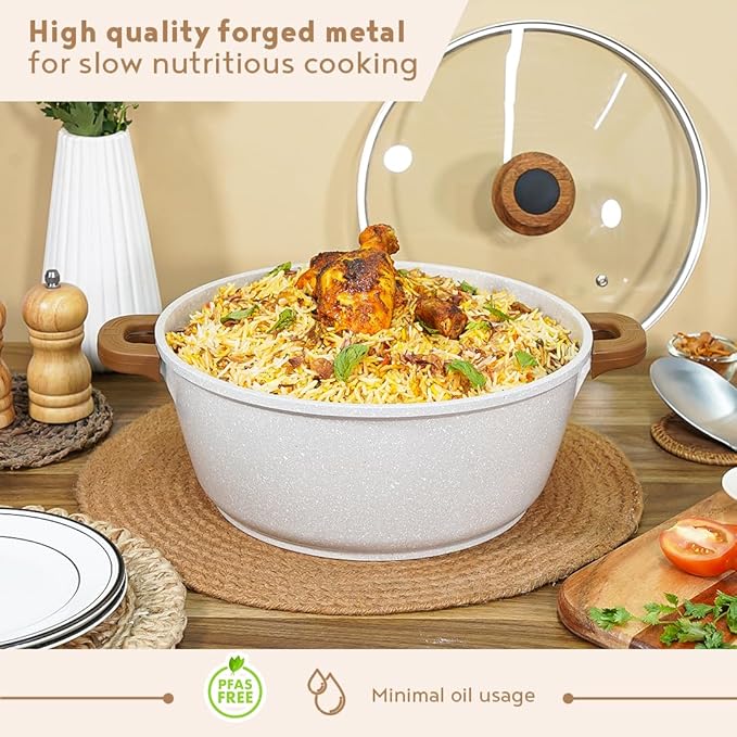 Naturally Die Cast Nonstick 28 cm Casserole With Glass Lid, 5.5 L
