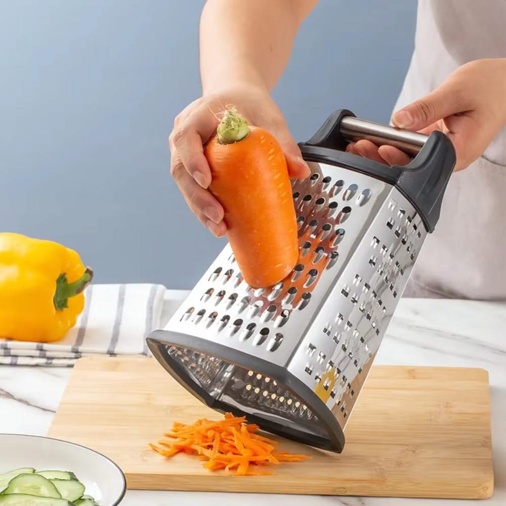 4-Sided Stainless Steel Grater with Storage Box Container - Perfect for Cheese and Vegetable Prep in the Kitchen