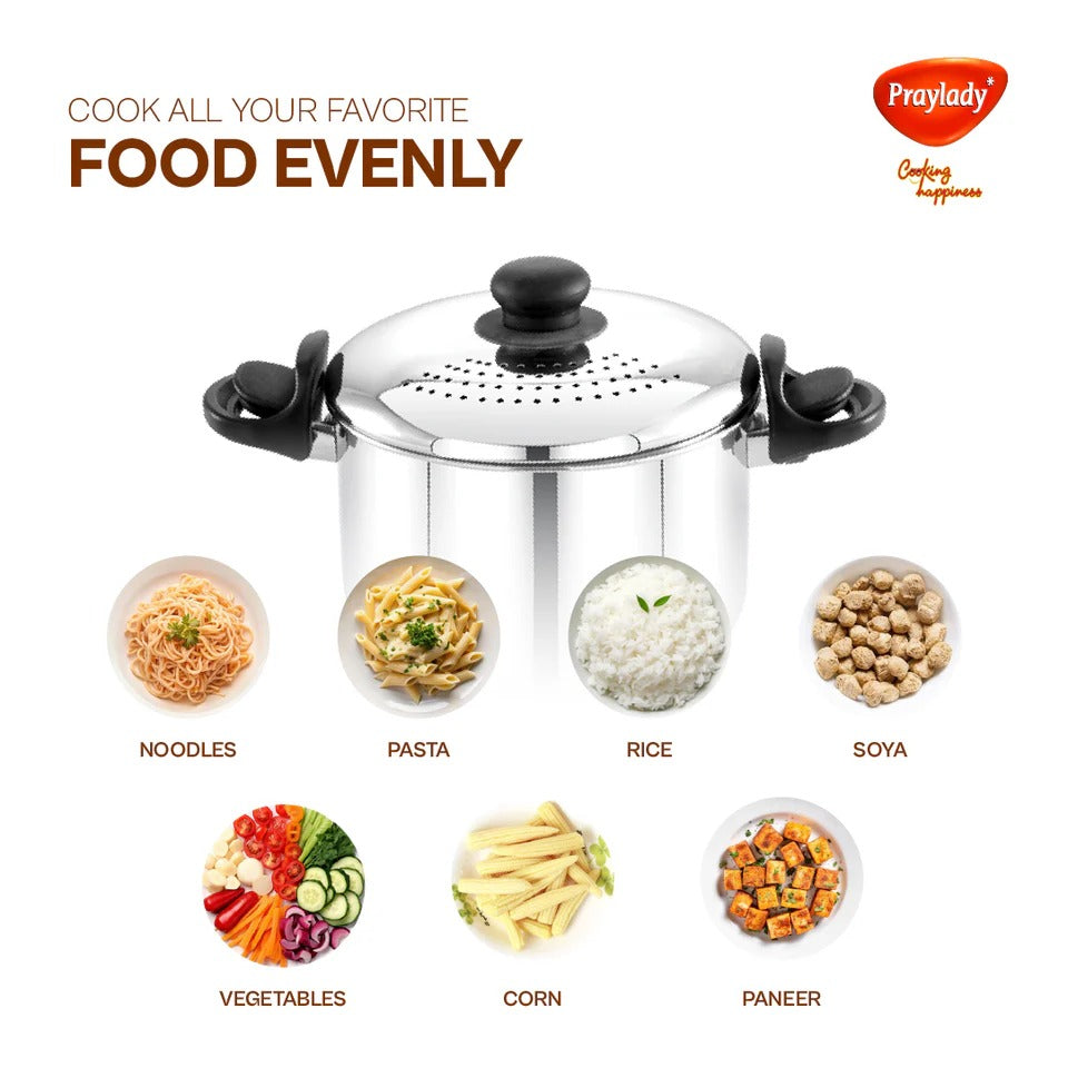 Stainless Steel Strainer Pot without Glass Lid Induction Base