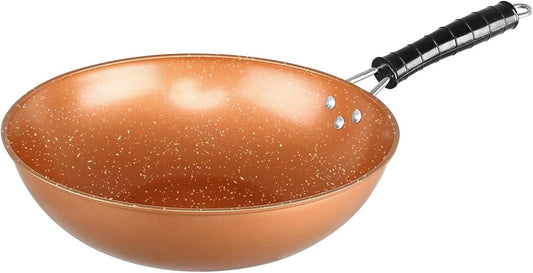 30cm Non-Stick Copper Wok – Ideal for Stir-Fry and Asian-Inspired Cooking, Designed for Versatile Everyday Use
