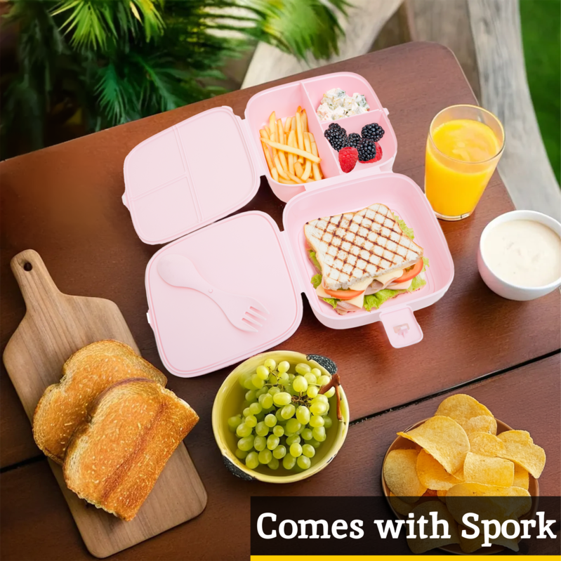 Pink 4 Section Lunch Box