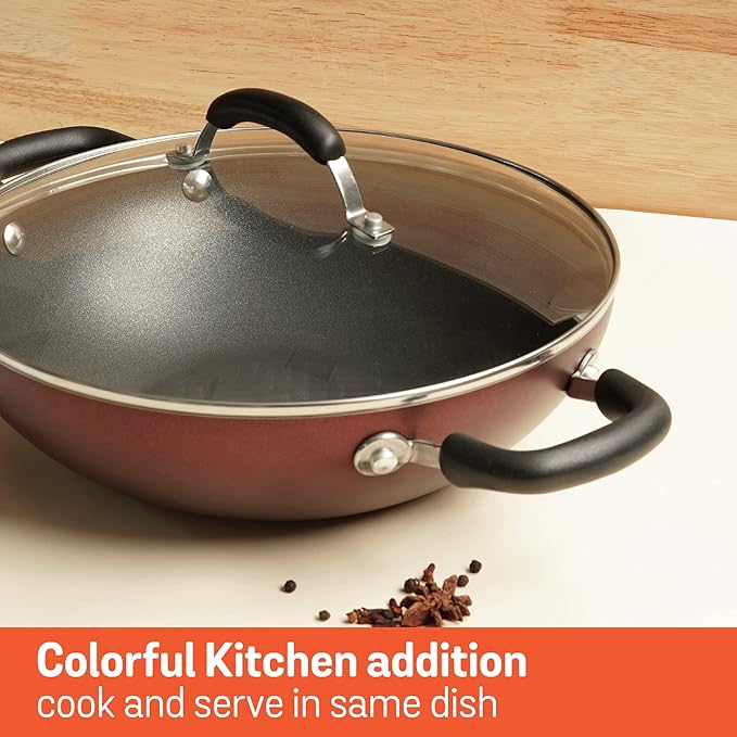 Merlot Aluminium Non-Stick Kadai, Kadhai with Glass Lid 30 cm/ 4.31 L