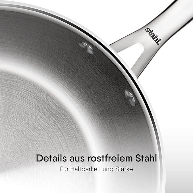 Triply Stainless Steel Fry Pan With Lid, Induction & Gas Stove Compatible Frying Pan, 1.1 L, 20 cm