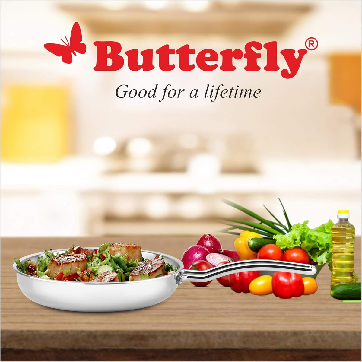 Tri-ply Fry Pan, 240 mm, 2 L, Stay Cool Handle, Induction Compatible