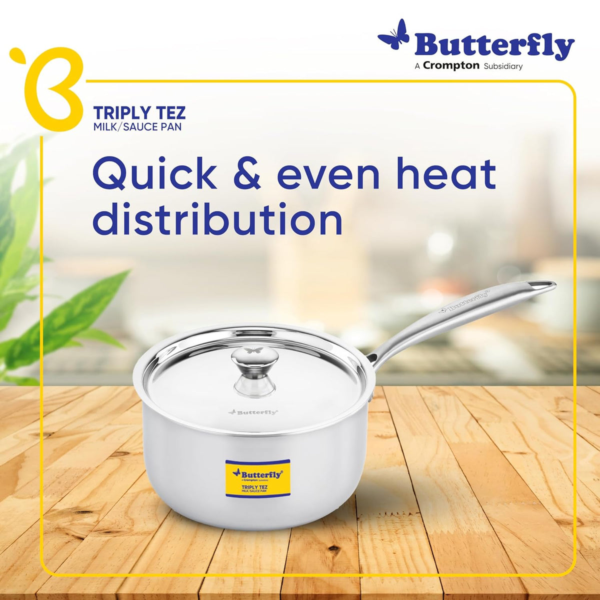 Tez Triply Milk/sauce Pan With Ss Lid, 2.1 L, 18 cm, Stay Cool Handle, Induction Compatible