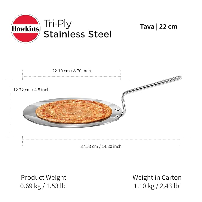Tri-Ply Stainless Steel Tava Induction Compatible