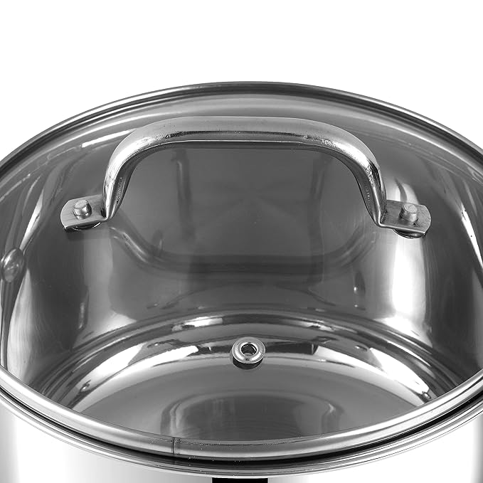 Stainless Steel Cookware set of 2, 1.2 and 2 L Saucepot with Glass Lid, SAS Bottom, Biryani Pot