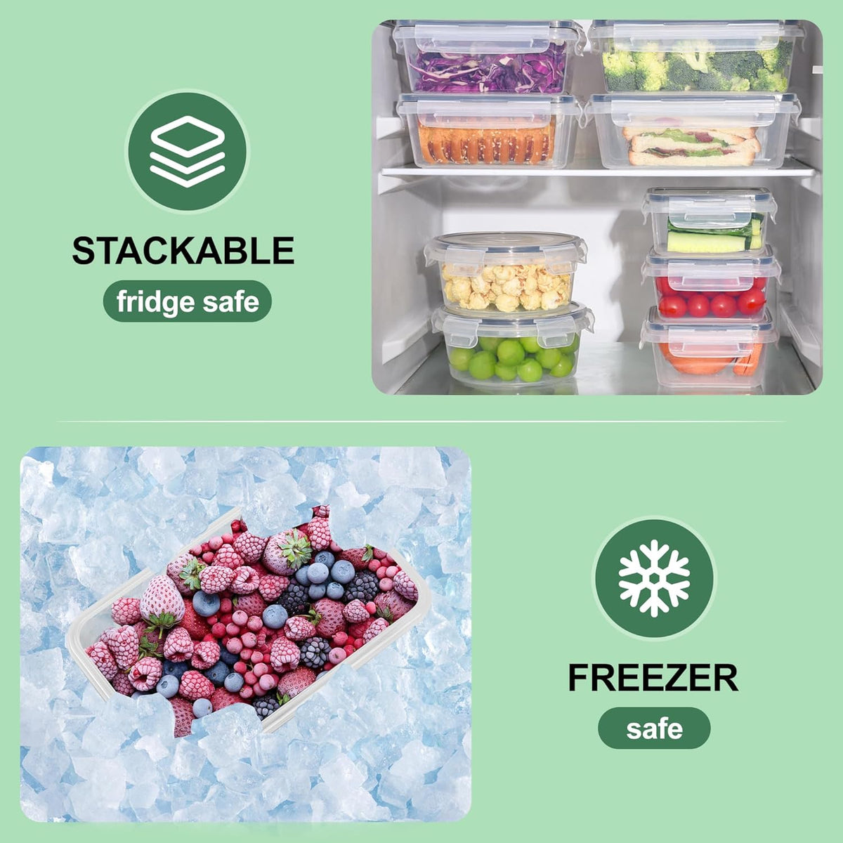 24 Piece Food Storage Containers, Meal Prep Containers with Leakproof Lid, Airtight Lunch Box, Microwave, Oven, Freezer & Dishwasher Storage Box Multiple Size, Transparent