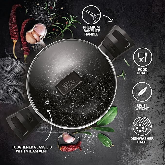 Induction Kadhai With Glass Lid, 30 cm / 4.9 L