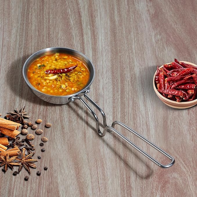 Triply Stainless Steel Tadka Pan Large - 300 ml, 11 cm, Balance Design Handle