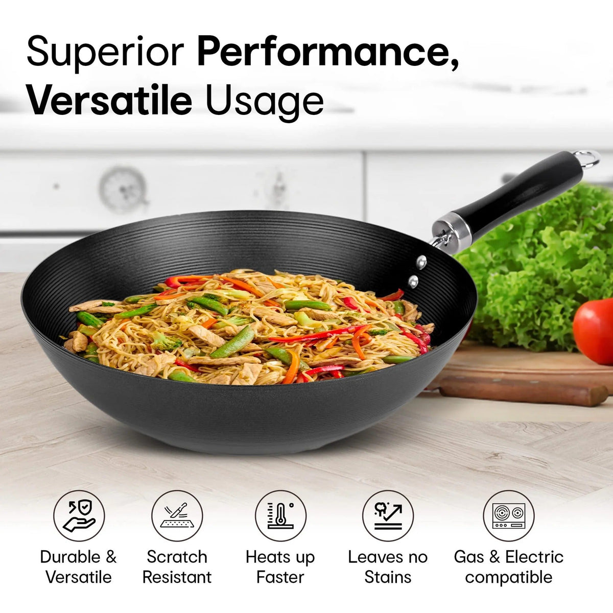 Non-Stick Carbon Steel Frying Pan 30 cm Soft-Touch Bakelite Handle PFOA Free