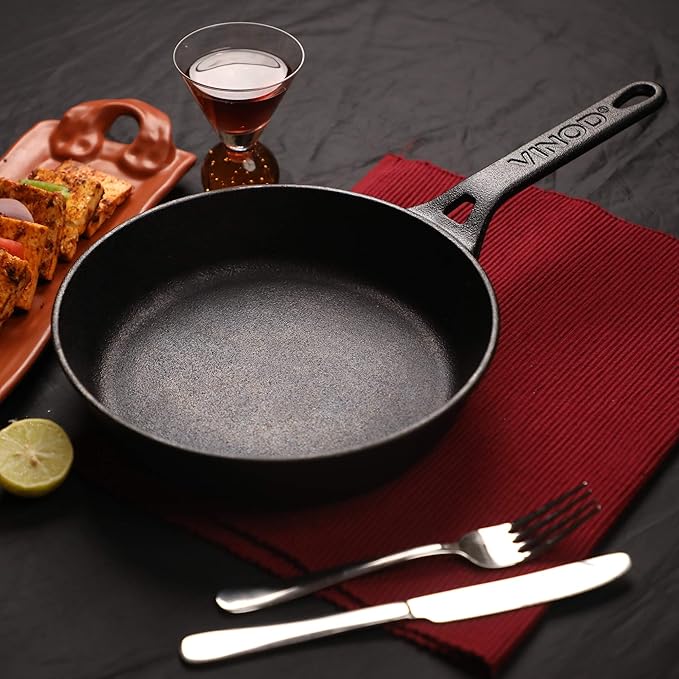 Pre Seasoned Cast Iron/Loha Frypan - 24 cm, Naturally Non Stick Skillet Pan for Frying