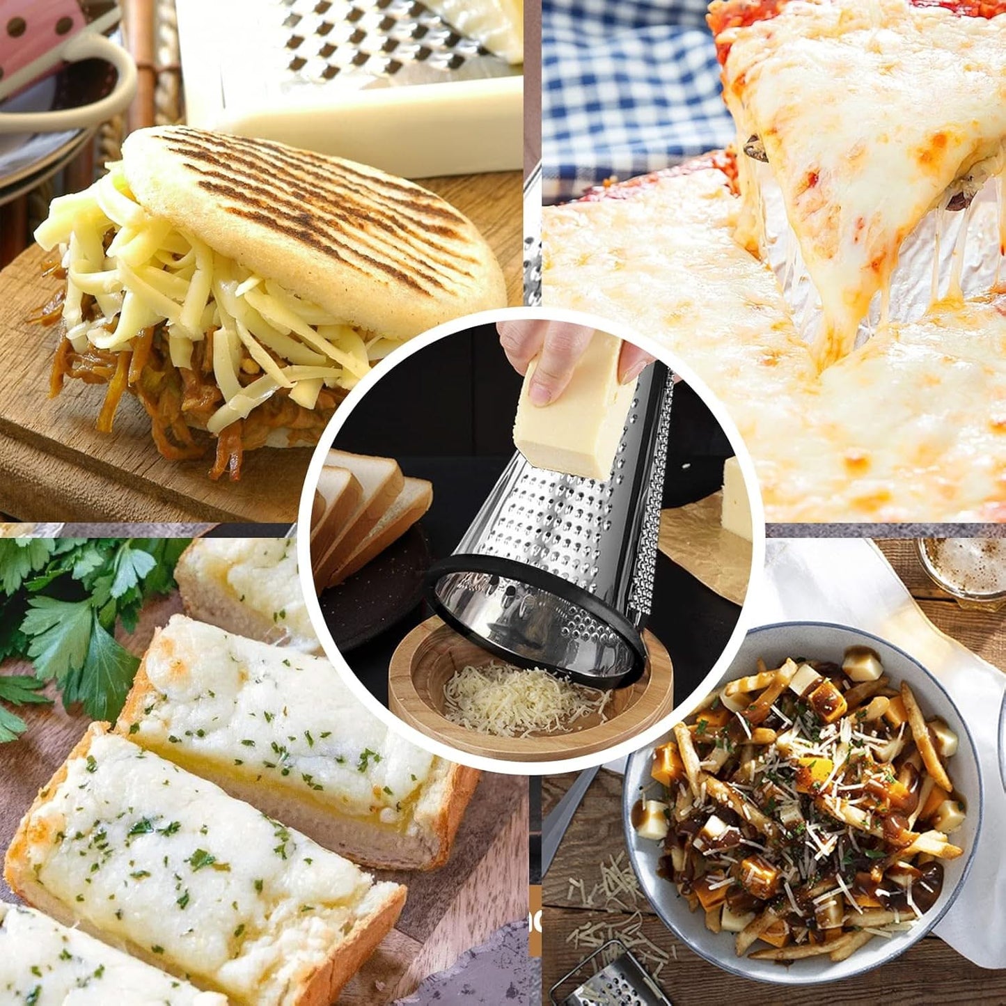 Multi-functional Stainless Steel Cone-Shaped Cheese Grater with Container and Wooden Handle – Perfect for Parmesan Cheese, Vegetables, and Fruits in a Vintage Style
