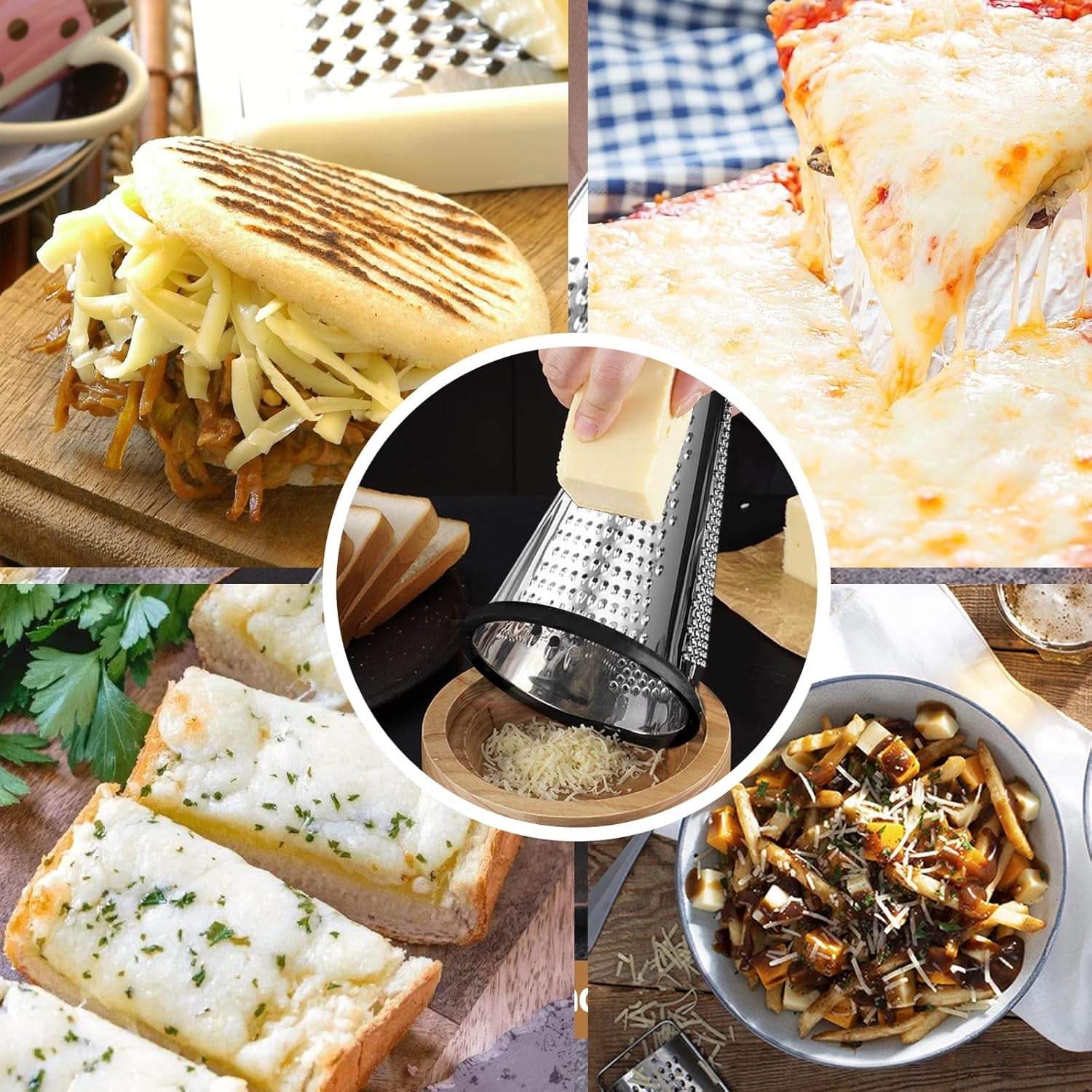 Multi-functional Stainless Steel Cone-Shaped Cheese Grater with Container and Wooden Handle – Perfect for Parmesan Cheese, Vegetables, and Fruits in a Vintage Style