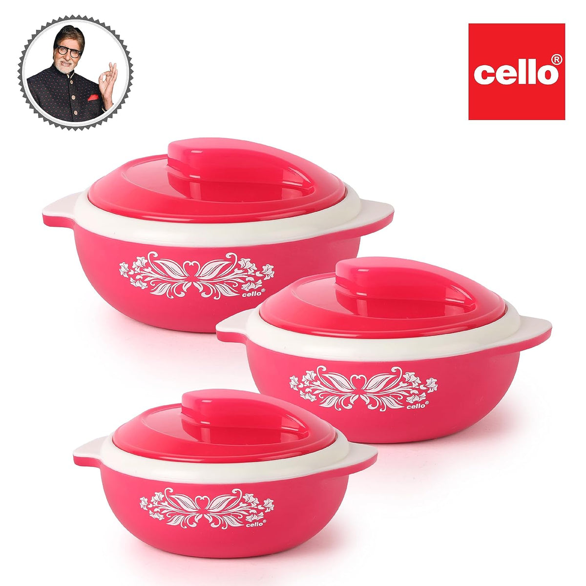 Hot Serve Insulated Inner Steel Casserole Set of 3, Hot Box for Kitchen