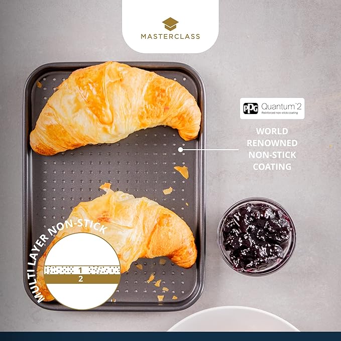 Crusty Bake Perforated Baking Tray PFOA Non Stick 18 cm, Grey