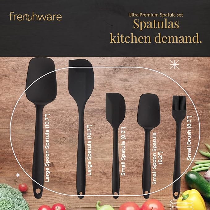 Set of 5 Spatulas, Black