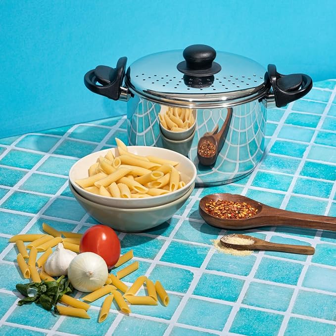 Stainless Steel Cookware Pasta, Noodle Steamer Pot With Lid - 4 L, Rice, Veggies Stainer Pot