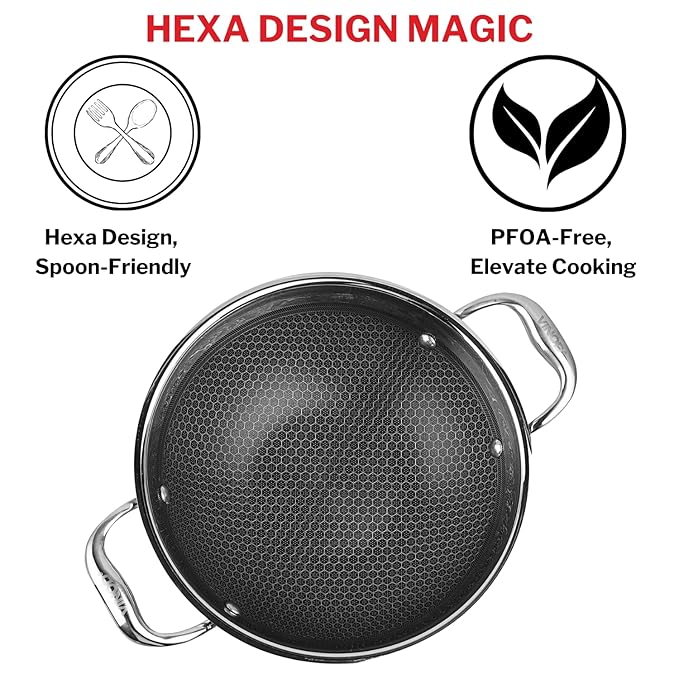 Pro Platinum Triply Stainless Steel Non Stick Kadhai with Lid - 1.8 L, 22 cm, Ceramic Coating