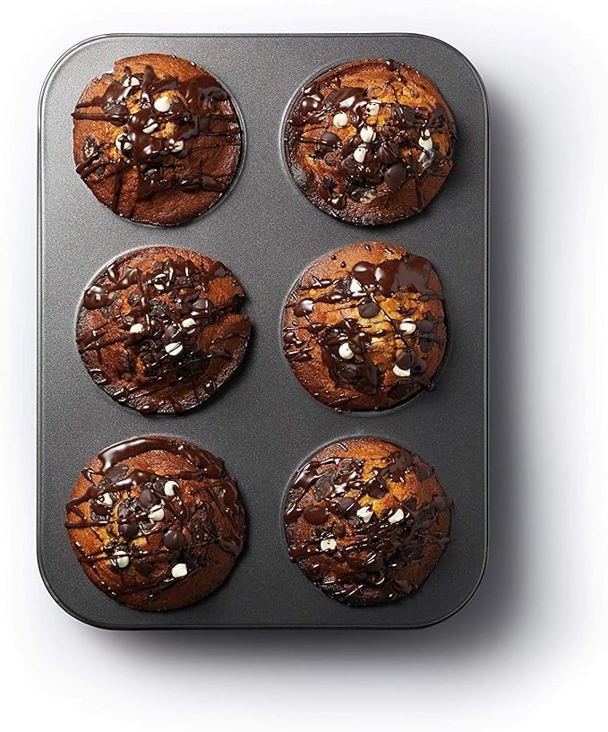 6 Hole Muffin Tray PFOA Non Stick Robust 1 mm Carbon Steel