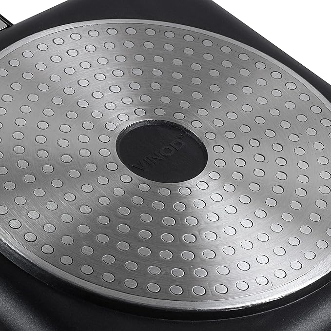 Plus Die Cast Aluminium Square Griddle - 24 cm, 5 mm Thick, 3 Layer Coating, Silicone Handle