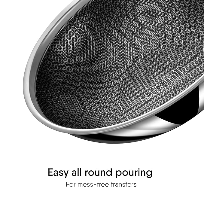 Hybrid Triply Non Stick Tasla With Lid, Stainless Steel Kadai/ Tasla for Cooking, 2.4 L, 24 cm