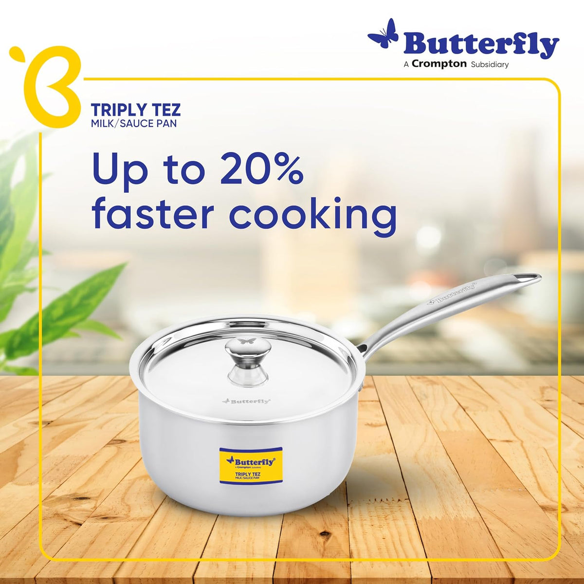Tez Triply Milk/sauce Pan With Ss Lid, 2.1 L, 18 cm, Stay Cool Handle, Induction Compatible