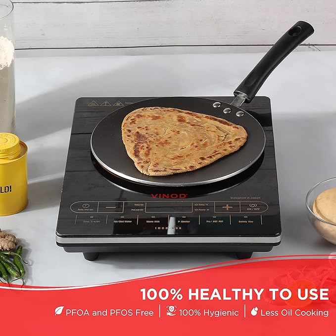 Aluminium Non Stick Concave Tawa - 24 cm, Roti/Chapati/Paratha/Dosa Tawa, 4 mm Thick, Bakelite Handle