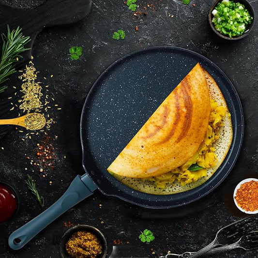 Granite Dosa Tawa Non Stick Pan 28 cm, Dosa Tawa Induction Base & Gas Compatible With Soft-touch Handles