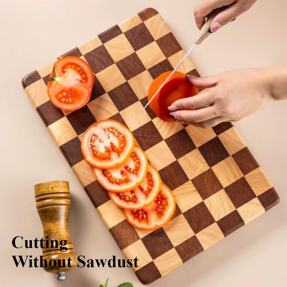 Solid Wood Double-Colored Cutting Board – Durable Anti-Skid Chopping Board for Slicing, Chopping, and Kitchen Prep