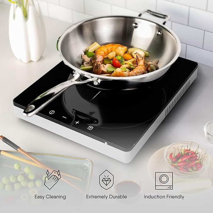 Triply Stainless Steel Wok With Lid, Deep Frypan Induction Base, Induction & Gas Stove Compatible, 2.4 L