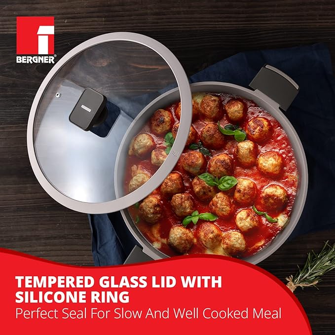 Gastro Non-stick Kadai With Glass Lid 30 cm, Induction Base & Ergonomic Soft Touch Handles