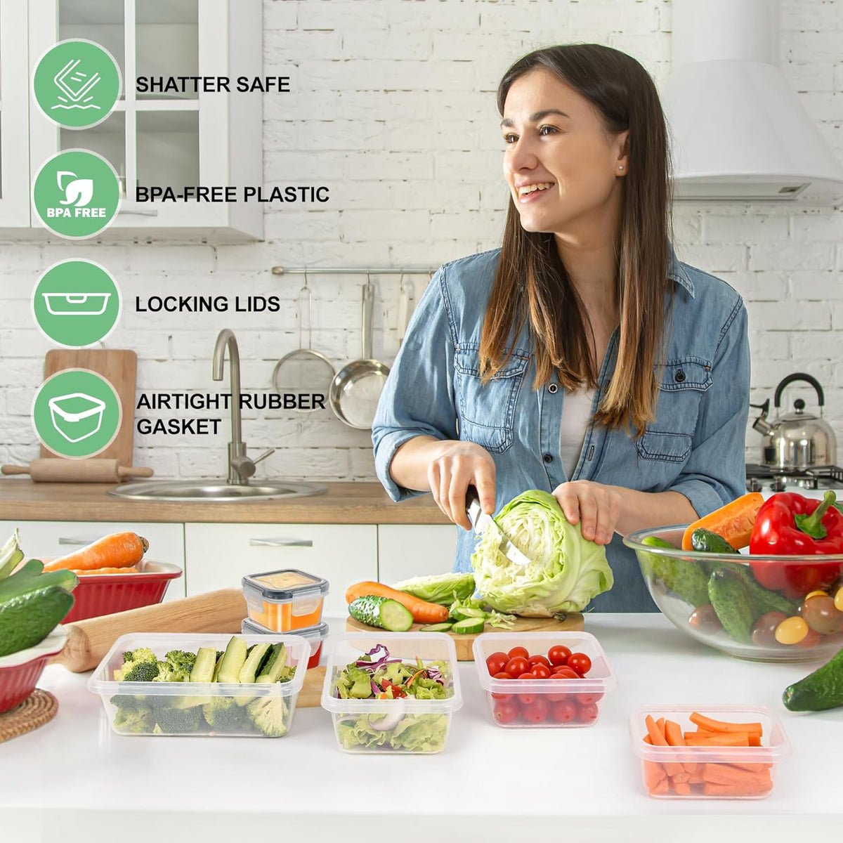 24 Piece Food Storage Containers, Meal Prep Containers with Leakproof Lid, Airtight Lunch Box, Microwave, Oven, Freezer & Dishwasher Storage Box Multiple Size, Transparent