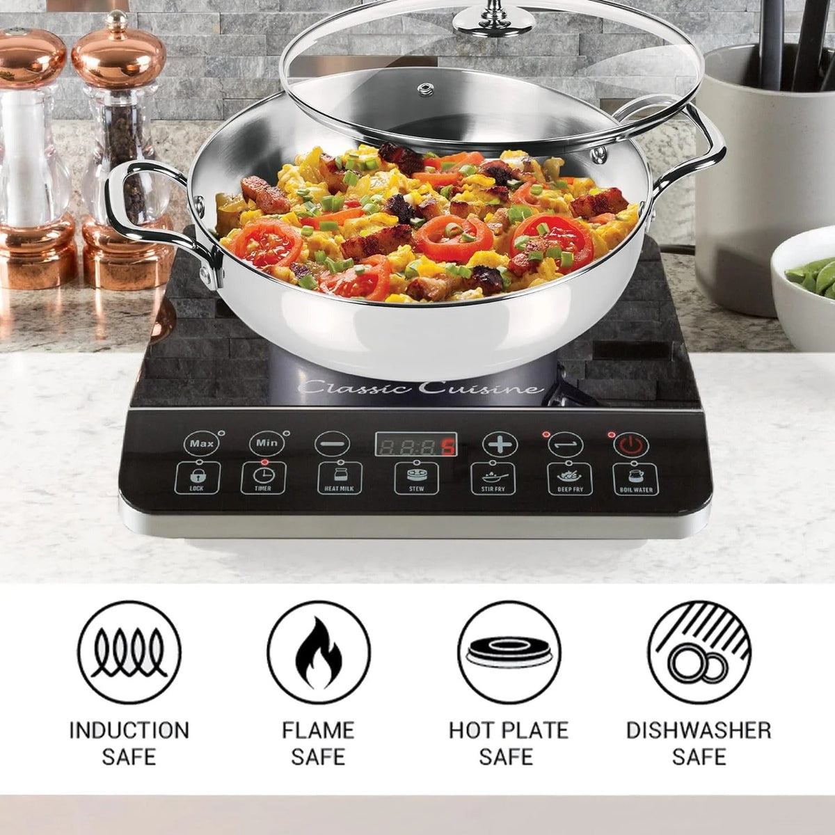 Triply Bottom Stainless Steel Kadhai with Glass Lid - 26 cm
